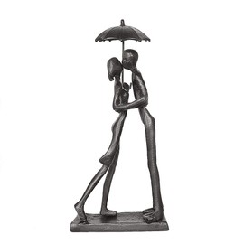 Aoneky Iron Couple Statue - Romantic Gift for Birthday, Wedding, Valentine's Day, Christmas - Modern Romantic Home Decorative Sculpture (Kissing Under Umbrella)