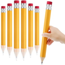 Leinuosen 6 Pcs Giant Pencils 14 Inch Wood Big Jumbo Extra Large Novelty Comically Yellow Pencil Props for Office Christmas Favor