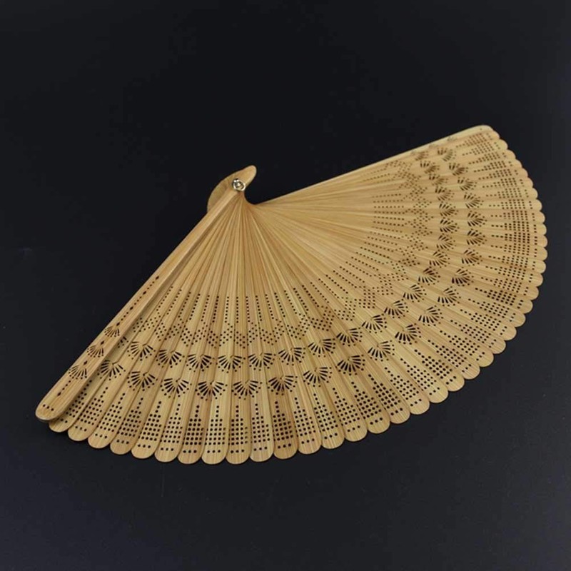 Hand Fan Bamboo Silk Fan Wooden Folding Vintage Fan
