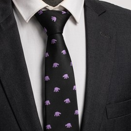 HAWSON Animal Bear Ties for Men, Black Funny Novelty Tie Modern Necktie 3 Inch Width, Jacquard Woven Animal Pattern Mens Neck Tie Party Costume Accessories