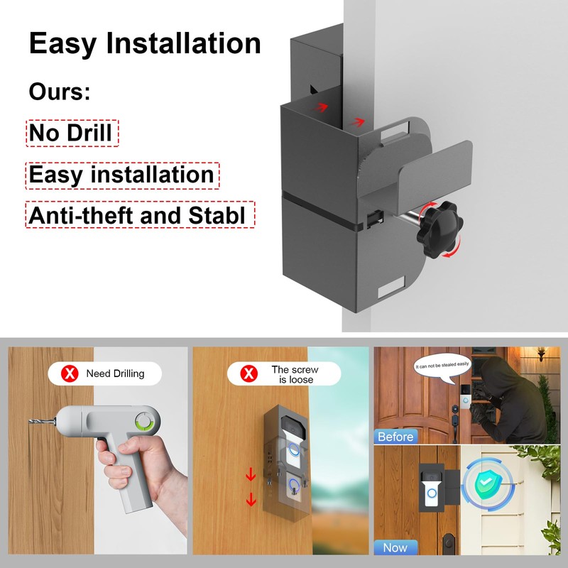 Bleu Clair Anti-Theft Video Doorbell Mount All Metal Compatible with