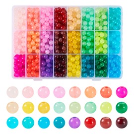 Spritewelry 1200 Pcs Glass Beads for Bracelets 24 Colors 8mm Crystal Glass Beads for Jewelry Making Round Friendship Bracelet Beads Kit for DIY Crafts Holiday Gifts