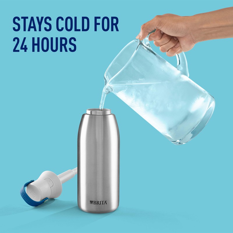 Brita Stainless Steel Premium Filtering Water Bottle, BPA-Free, Reusable, Insulated,