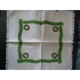 Stevens Linen, 2 CHRISTMAS WREATH Dinner Napkins 16" Square Cotton, NEW