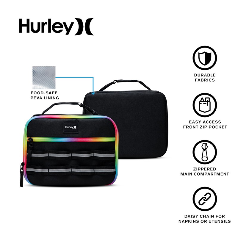 Hurley School Lunch Tote, Black/Multi