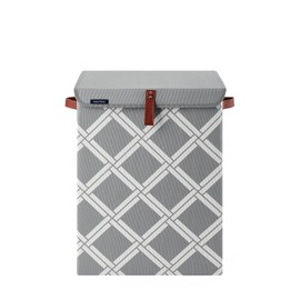 Nautica - Laundry Basket, Foldable Hamper & Storage Bin with Lid, Closet Organizers, Home Essentials (Grey Box Weave)