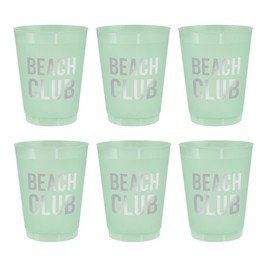Bella Sleep + Spa Party Cups Reusable BPA-Free Plastic Frost Cup Pack, 16-Ounce, Beach Club, 6-Count