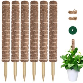 COLRASN Moss Pole for Plants Monstera, Extra-Long 122 inch Moss Poles for Climbing Plants, 6 Pcs 20.5" Coco Coir Pole for Indoor Plants Grow Upward, Moss Stick Totem Pole Plant Support