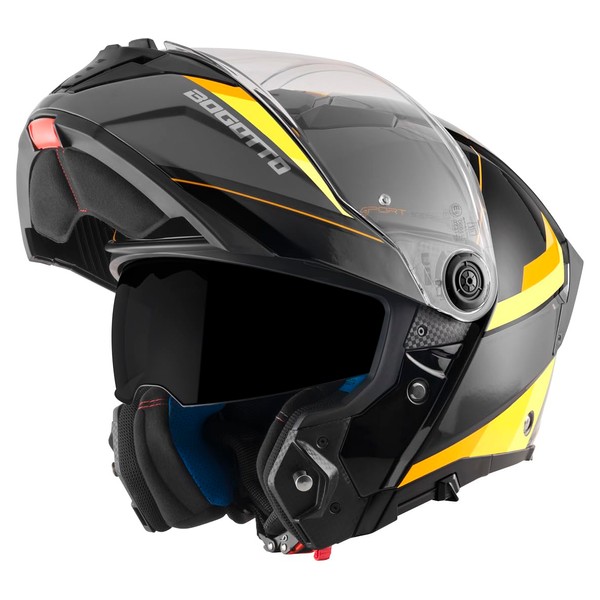 Bogotto Ezion Flip-Up Helmet, Matte Black/Yellow, S