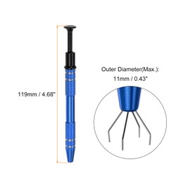 HARFINGTON 3Pcs 4-Claw Pick up Tool Piercing Ball Grabber Stainless Steel Jeweler's Pick Up Tool 4 Prongs Grabber for IC Chip Electronic Components Parts Nails Clamping, Blue