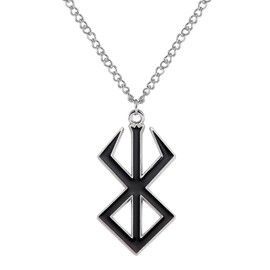 GAUEIOUR Berserk Amulet Talisman Sign Necklace,Overlord Egg Shell Black Light Necklace,Beihei Leite Necklace Cos Pendant,Warrior Logo Metal Pendant Necklace(Black)