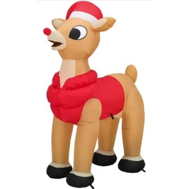 Gemmy Rudolph The Red Nosed Reindeer W/ Blinking Nose Christmas Inflatable By Gemmy