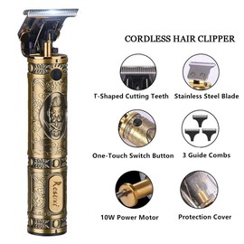 RESUXI Cordless Hair Trimmer for Men, Professional Electric Hair Clippers Barber Trimmer, Mens T-Blade Beard Trimmer Zero Gapped Edgers Gold Knight Close Cutting Haircut Kit