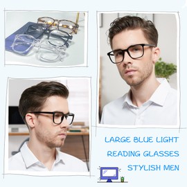 OCCI CHIARI Blue Light Blocking Reading Glasses for Men 3.0+ XL Black Readers(1.0 1.25 1.5 1.75 2.0 2.25 2.5 2.75 3.0 3.5 4.0 5.0 6.0)