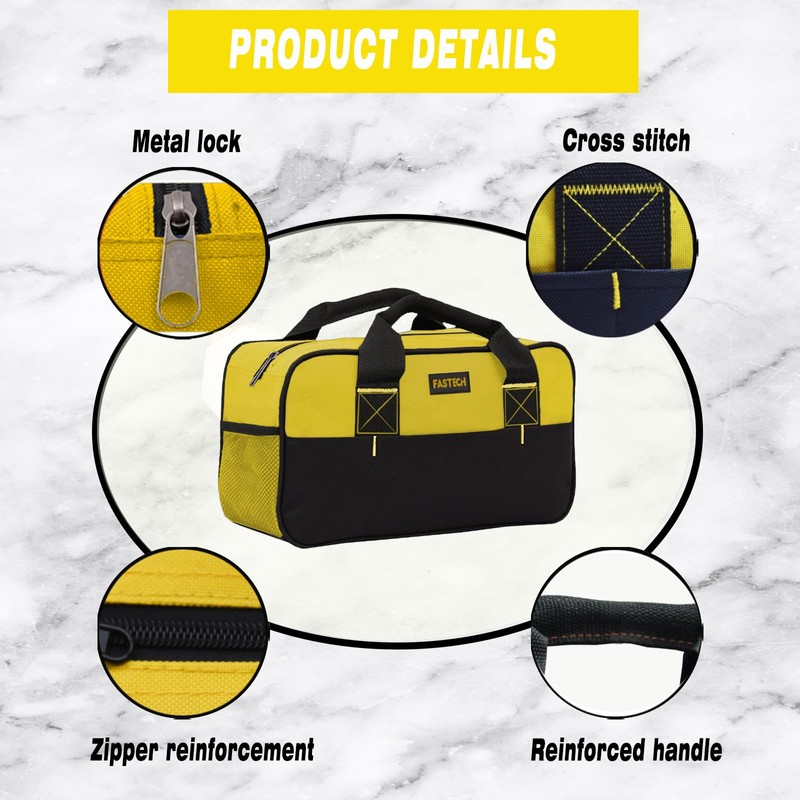FASTECH 14 Inch Zipper Tool Bag, Small Wide Mouth Tool