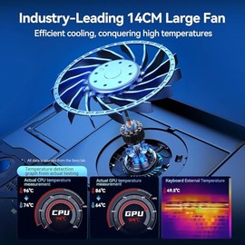 llano Enfriador de laptop para videojuegos, soporte de almohadilla de refrigeración para laptop V12 con ventilador de 5.5 pulgadas, enfriamiento rápid