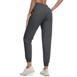 MAGCOMSEN Fleece Lined Pants Women Sherpa Sweatpants for Cold Weather Insulated Cotton Athletic Joggers Dark Grey L