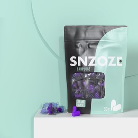 SNZOZE 30 Pairs Ultra Soft Foam Ear Plugs, Perfect for Sleeping, 38dB SNR, Individually Wrapped, One Size (Purple)
