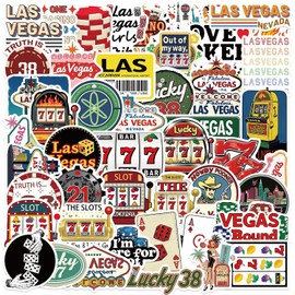 Pack of 50 Las Vegas Stickers Waterproof Aesthetic Cartoon Stickers for Laptop Skateboard Motorcycle Car Scrapbook Phone Luggage Vinyl Funny Entertainment Game Sticker for Adults Teenagers
