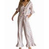 codcm Womens Cotton Pajama Set Ruffle 2 Piece Tie Front