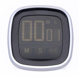 MPM Digital Kitchen Stopwatch Made of Plastic, Countdown Timer, with Touchscreen and Magnet, Colour Grey, Suitable for Any Room, Compact and Precise