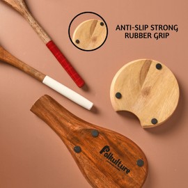 Folkulture Acacia Wood Spoon Rest for Stove Top, Kitchen Counter, Countertop, Boho, Farmhouse (4.7 Inches - Natural)