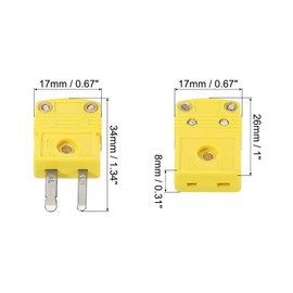 MECCANIXITY Mini K Type Thermocouple Wire Connectors Male Female Plug Adapter High Temperature 220°C(428°F) for Thermocouple Sensor Probe Yellow 3Set