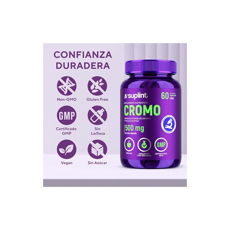 Polinicotinato Cromo 250 Mcg Suplemento Vegano Mineral Esencial Metabolismo Energía