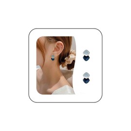 Yheakne Vintage Blue Enamel Square Earrings Enamel Square Stud Earrings Blue Resin Square Earrings Blue Geometric Stud Earrings Jewellery for Women and Girls