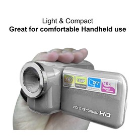 Acuvar 16MP Megapixel Compact Digital Camcorder with HD Video and Photos 16x Zoom with 2.4" Screen and USB Cable (Silver, Camera Only)