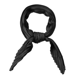 Allegra K Women's Pleated Scarf, Neckerchief, Ribbon, Long Scarf, Hair Ornament, Solid Color, Black