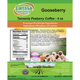 Gooseberry Tanzania Peaberry Coffee (Gourmet, Naturally Flavored, Whole Coffee Beans) (4 oz, ZIN: 552195)