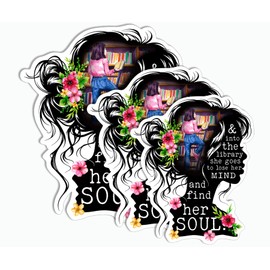 GoGiDesigns Into The Library She Goes to Lose Her Mind Sticker - 3 Packs Sticker - 2 2.5 3 Inch Sticker - Sticker for Book Lovers - Sticker for Notebook, White