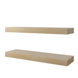 Homeforia Rustic Wood Floating Shelves (Unfinished - No Stain, 24" Set of 2)