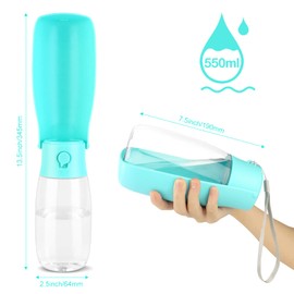 JOPHEK Portable Pet Water Bottle for Dogs and Cats, 180° Foldable Leak-Proof Water Bottle with Activated Carbon Filter, for Daily Walking, Travel, Camping, 550 ml