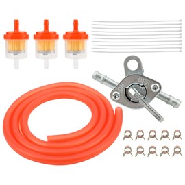 PowerMotor 3/16 Inch Gas Fuel Line Filter Hose Universal Petrol Switch Kit,Replacement for GY6 139QMB 157QMJ Taotao SSR Apollo Dirt ATV Go Kart Quad Moped Scooter Pack Pocket Bike Red
