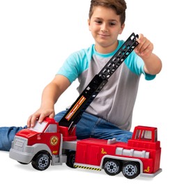 Tonka Steel Classics Hook N’ Ladder Fire Truck – Made with Steel & Sturdy Plastic, Red Toy Construction Truck, Boys and Girls, Kids, Toddlers, Ages 3+