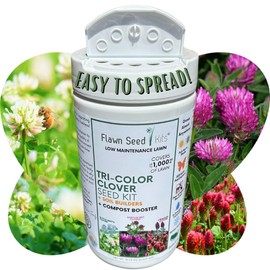 Flawn Seed Kits Tricolor Clover Seed Kit, Easy Spread Shaker Spreader, Low Maintenance, Alternative Ground Cover, Covers Up to 1,000 SqFt