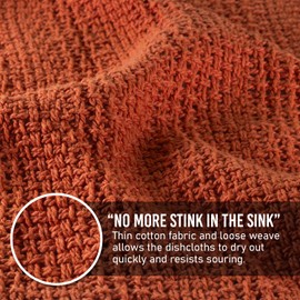 Country Cottons Old Fashion 100% Cotton Dishcloths - Set of 4 Mixed Colors - 2 Pumpkin Spice/2 Natural -11" x 11"