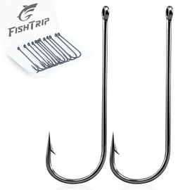 FishTrip 100 Pack Aberdeen Fishing Hooks Freshwater, Long Shank Light Wire Worm Hooks - Live Bait Hooks for Sunfish Bass Trout Crappie Bream Panfish Bluegill Size 12