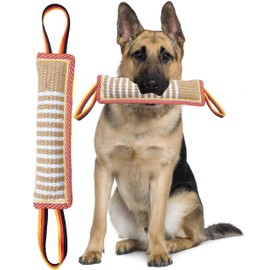 Clysoru Dog Tug Toy Dog Tough Jute Bite Pillow Lasting Training Equipment Two Flag Handles Puppy to Large Dogs Interactive Toy war Toys for Aggressive chewers