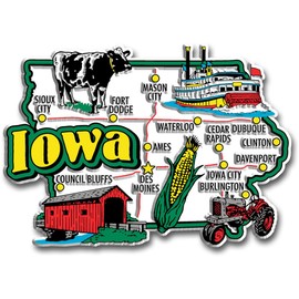 Iowa Jumbo State Magnet by Classic Magnets, 3.8" x 2.7", Collectible Souvenirs Made in The USA