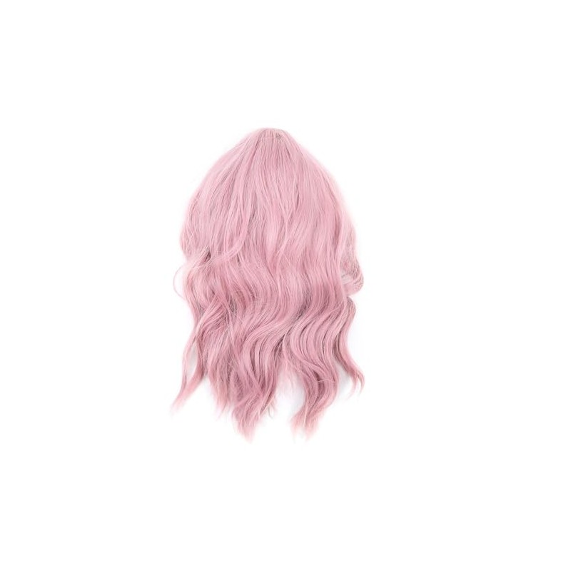 Peluca Ondulada Rosa Corta de 36 cm, Pelucas Sintéticas Rizadas,
