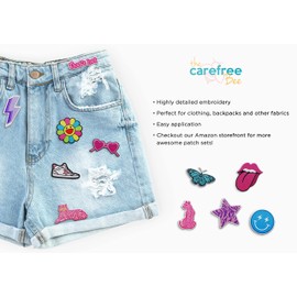 12 Iron on Preppy Patches - The Carefree Bee | Butterfly Iron on Patches for Girls Patch Jacket Iron Patches for Clothing Trendy Backpack Patches Girls Women (Iron on Patches Set 9 Preppy Patches)