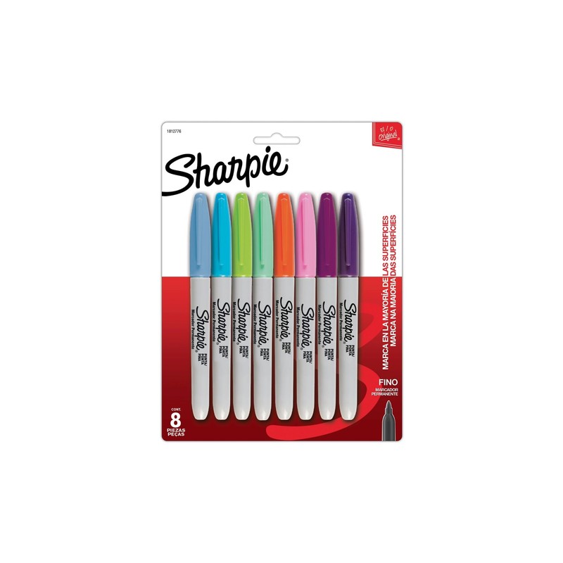 Sharpie Marcadores Permanentes, Punta Fina, Surtidos, 8 Piezas, 1812776