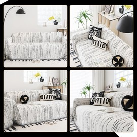 WEYOND Couch Covers for 3 Cushion Couch Sofa Pet Friendly, Sofa Covers Washable Loveseat, Chenille Couch Cover for L Shaped Couch, Sofa Slipcovers for 2 Cushion Couch (71" X 150", White)