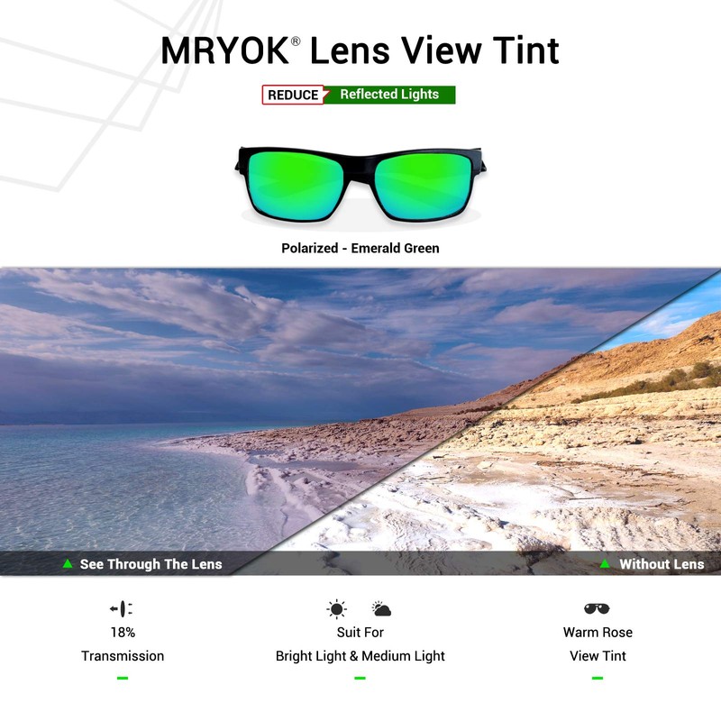 Mryok Polarized Replacement Lenses for Spy Optic Dirk - Emerald