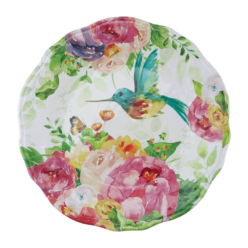 UPware 16 Piece Rose Garden Melamine Dinnerware Sets, Outdoor Dishes