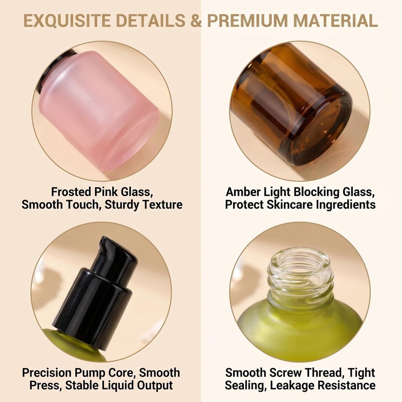 3Pcs 0.5oz/15ml Glass Lotion Pump Bottles Travel Size