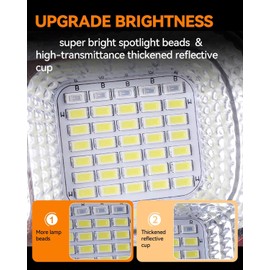 Horenom 11000mAh Portable Solar Rechargeable Work Light, 70 LED Flood Light with Magnetic Back for Camping Tent Fishing Underhood Garage Hiking Construction Mechanic Outdoor Emergency, 80w Power Bank